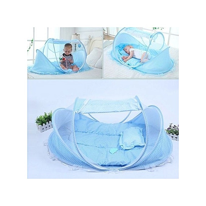 Blue Tonsee Baby Bed mosquito Cushion Portable Folding Crib Mattress Child 