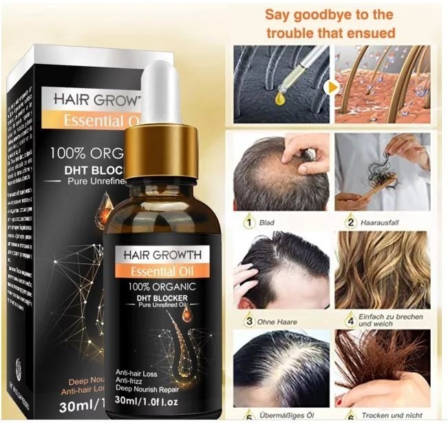 Hair Growth Essential Oil Biotin Cold-Pressed DHT Blocker 