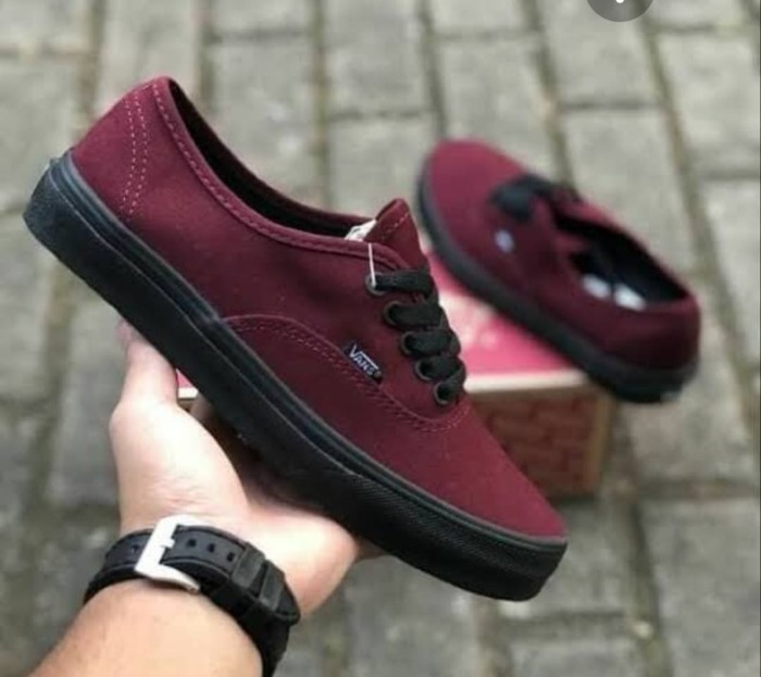 maroon vans with black sole