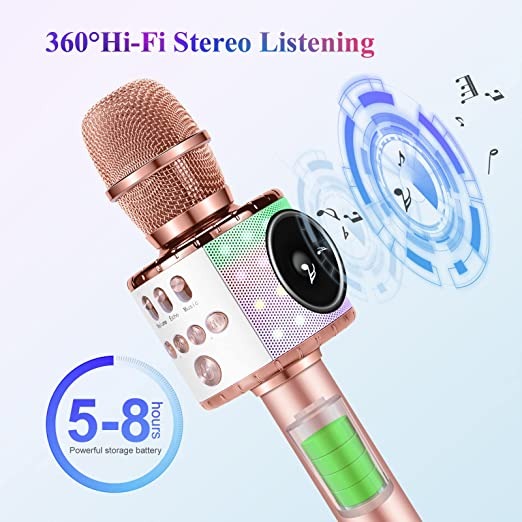 Portable Handheld Party Singing Mic Speaker Machine for Kids Adults Christmas Birthday Home wireless bluetooth karaoke microphone for iPhone Android 