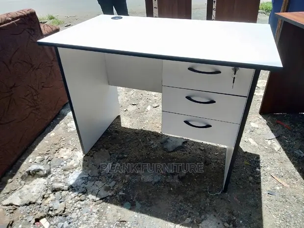 white office desk table