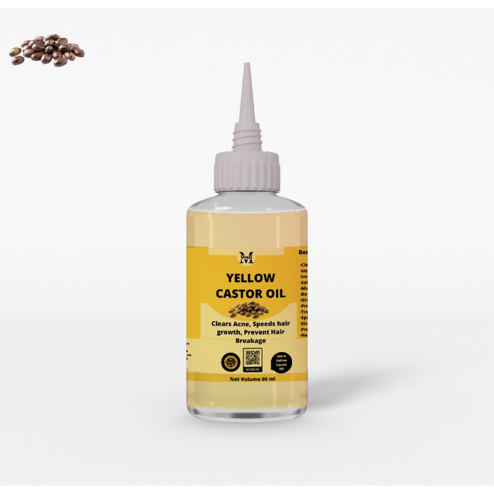 Yellow Castor Oil- 60ml,Clears Acne,Speeds Hair Growth,Hydrates 