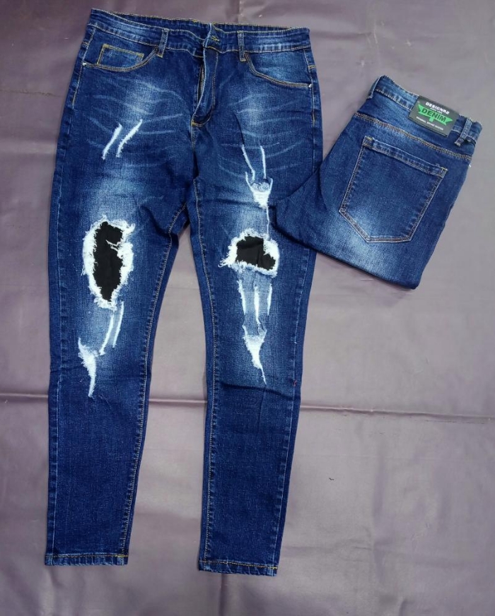 blue rugged jeans